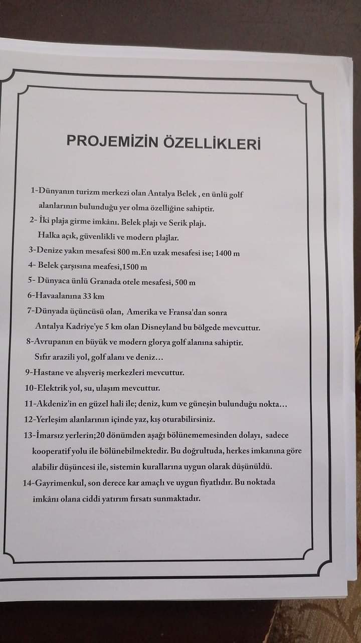 Antalya Arsa Kooperatif Hisseleri